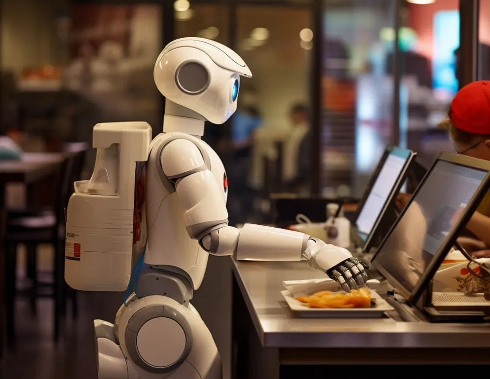A service robot working alongside a human team